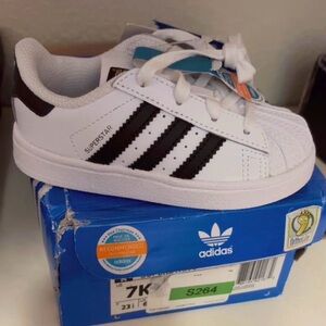 Adidas Kids Superstar White with Black Stripes